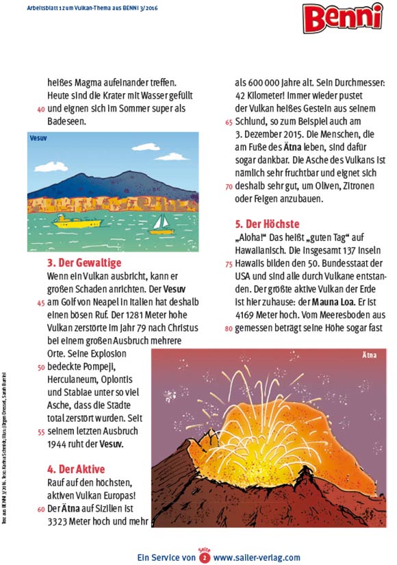Arbeitsblätter Berühmte Vulkane-2